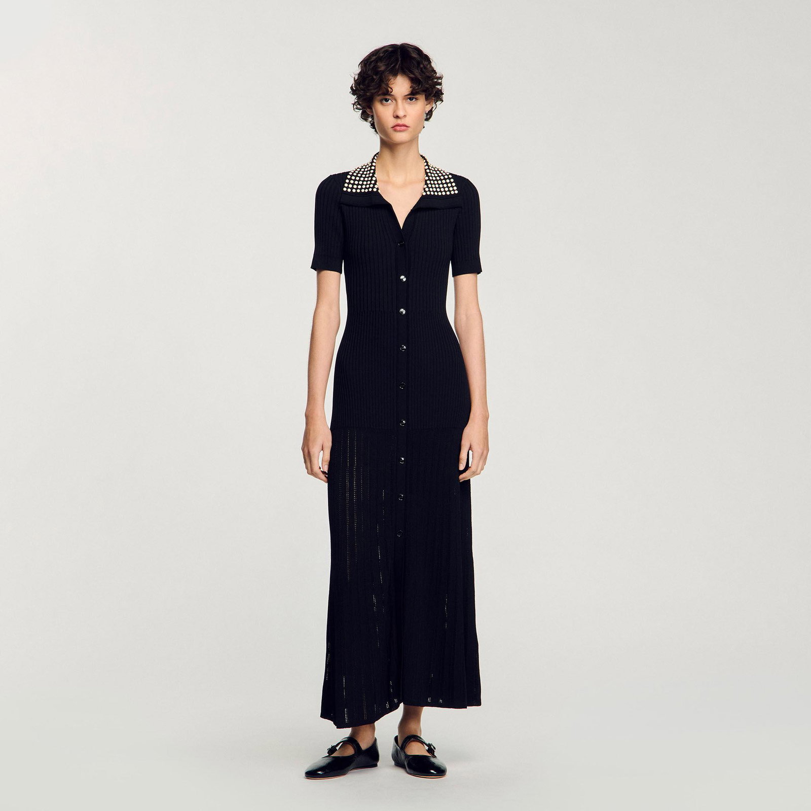 SANDRO Knit Maxi Dress With Studs | endource