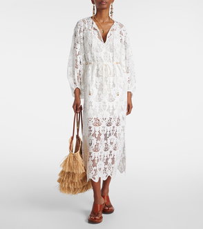ZIMMERMANN Wonderland Lace Midi Dress | endource