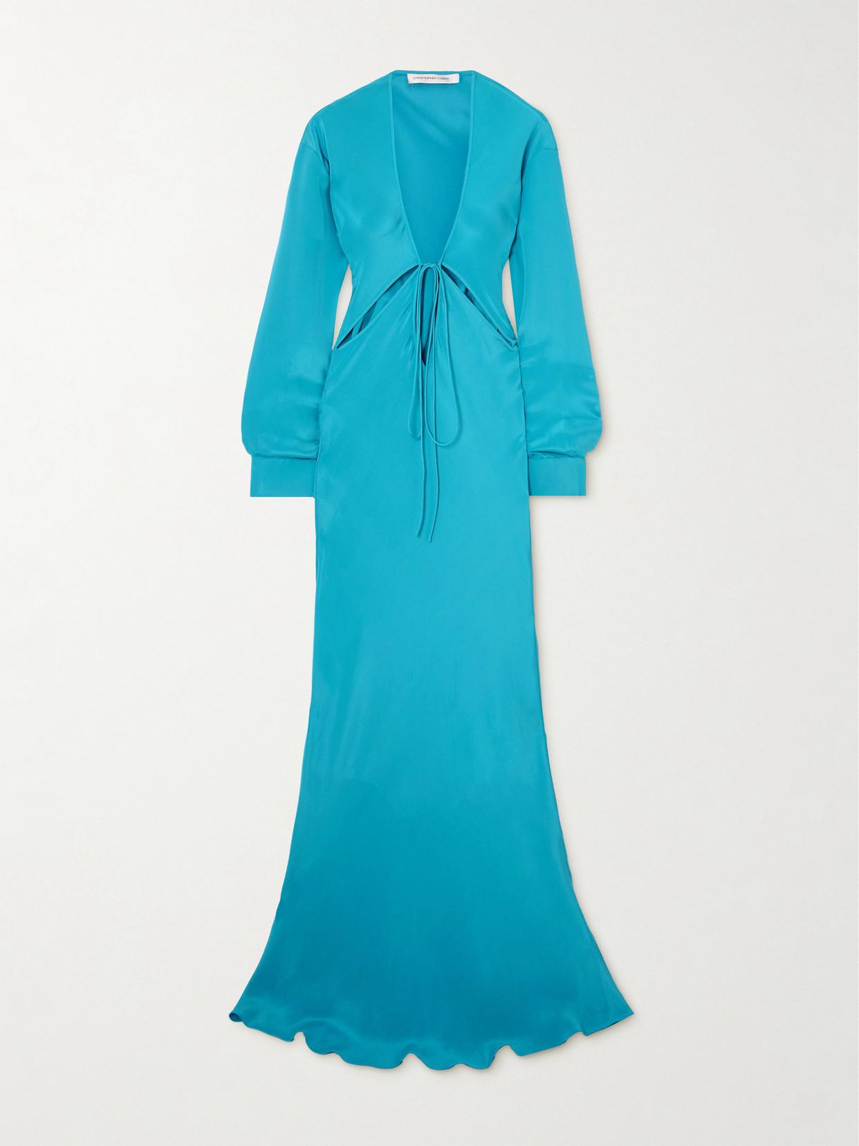 christopher esber cut out silk maxi dress Christopher Esber Crosscut Long-sleeved Maxi Dress