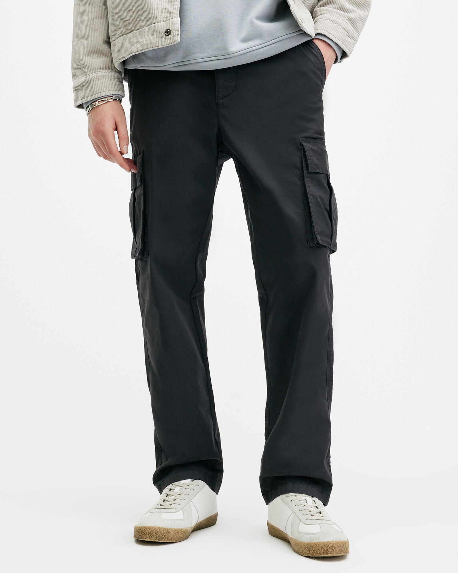 ALLSAINTS Lewes Slim Fit Cargo Trousers in Koto Black | endource