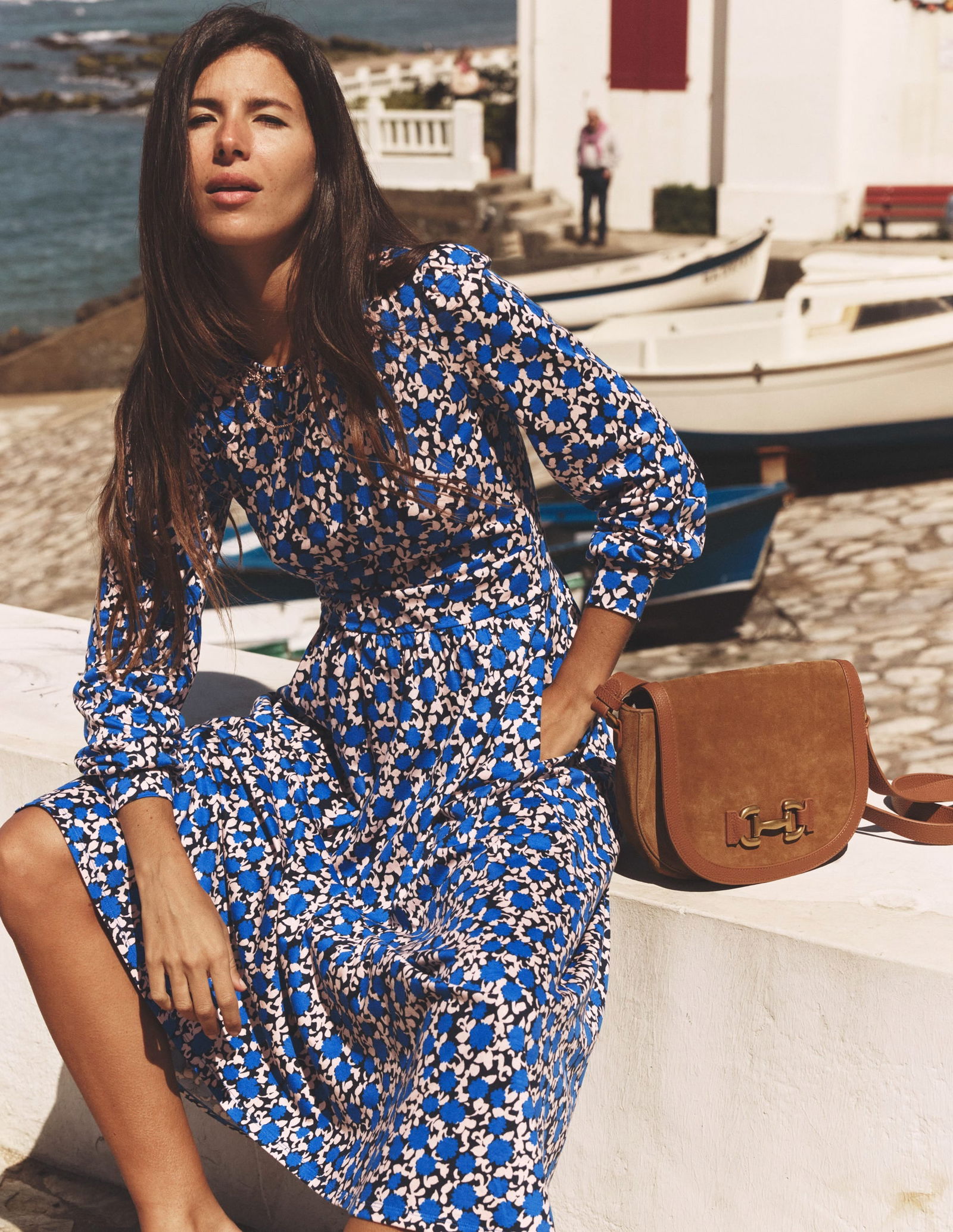 alexandra jersey midi dress BODEN Alexandra Jersey Midi Dress-Kingfisher Blue, Floweret Vine