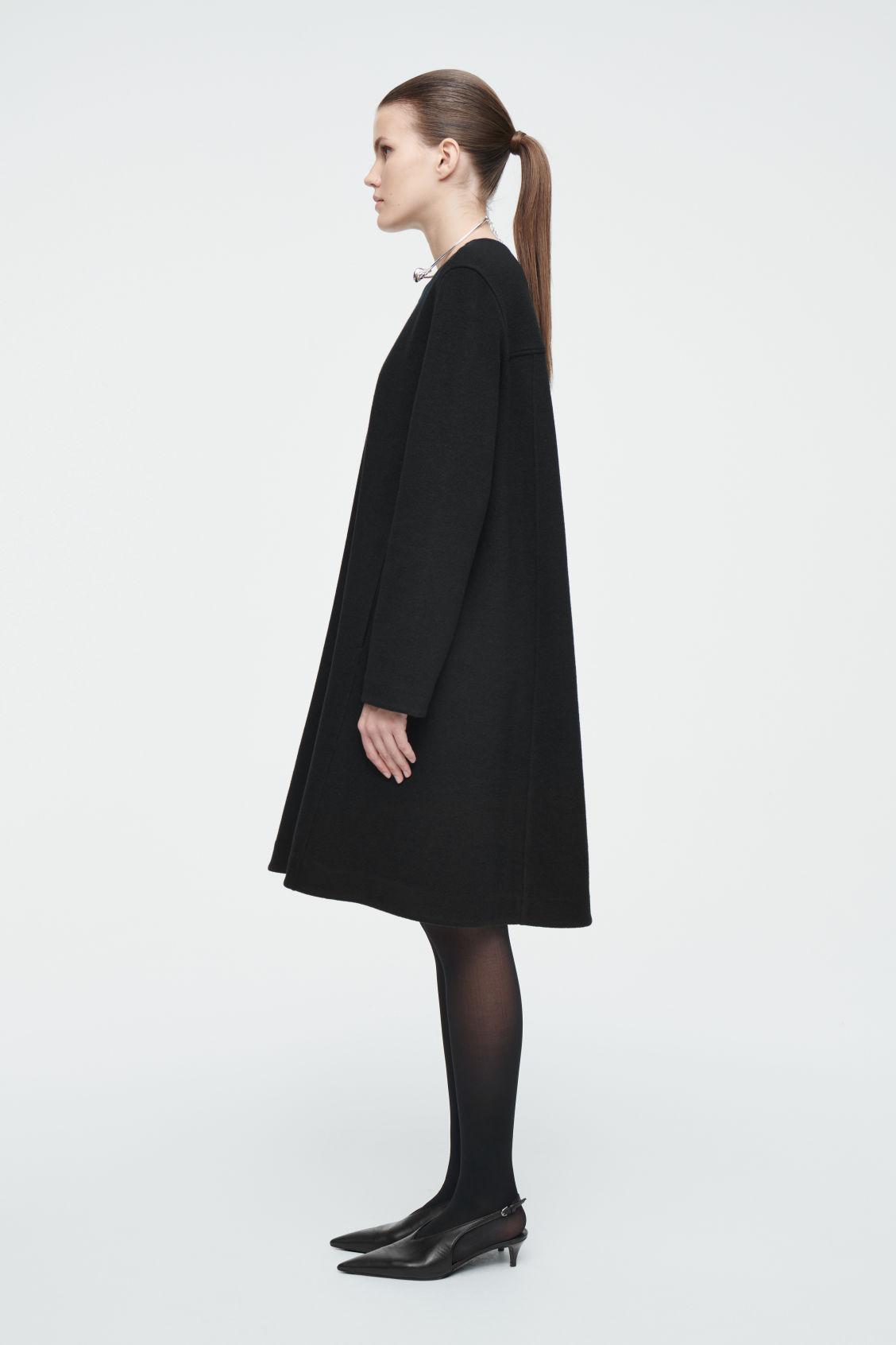 cos a line wool dress Cos Boiled-Wool A-Line Mini Dress In Black - 60% Off