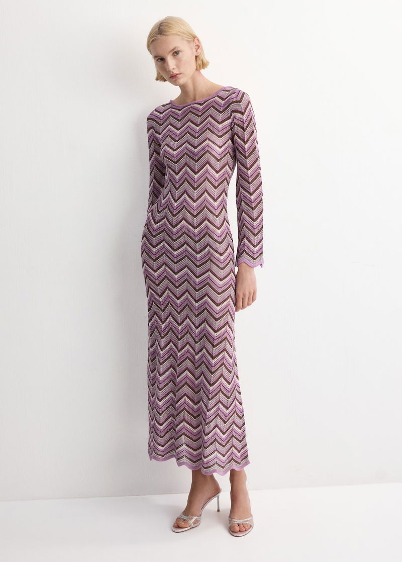 MANGO Long Flared Knitted Dress | endource