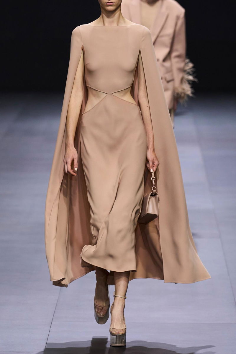 VALENTINO GARAVANI Cape-Effect Cutout Silk Midi Dress | endource
