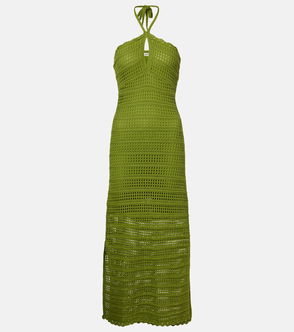 SIMKHAI olive green crochet halter dress