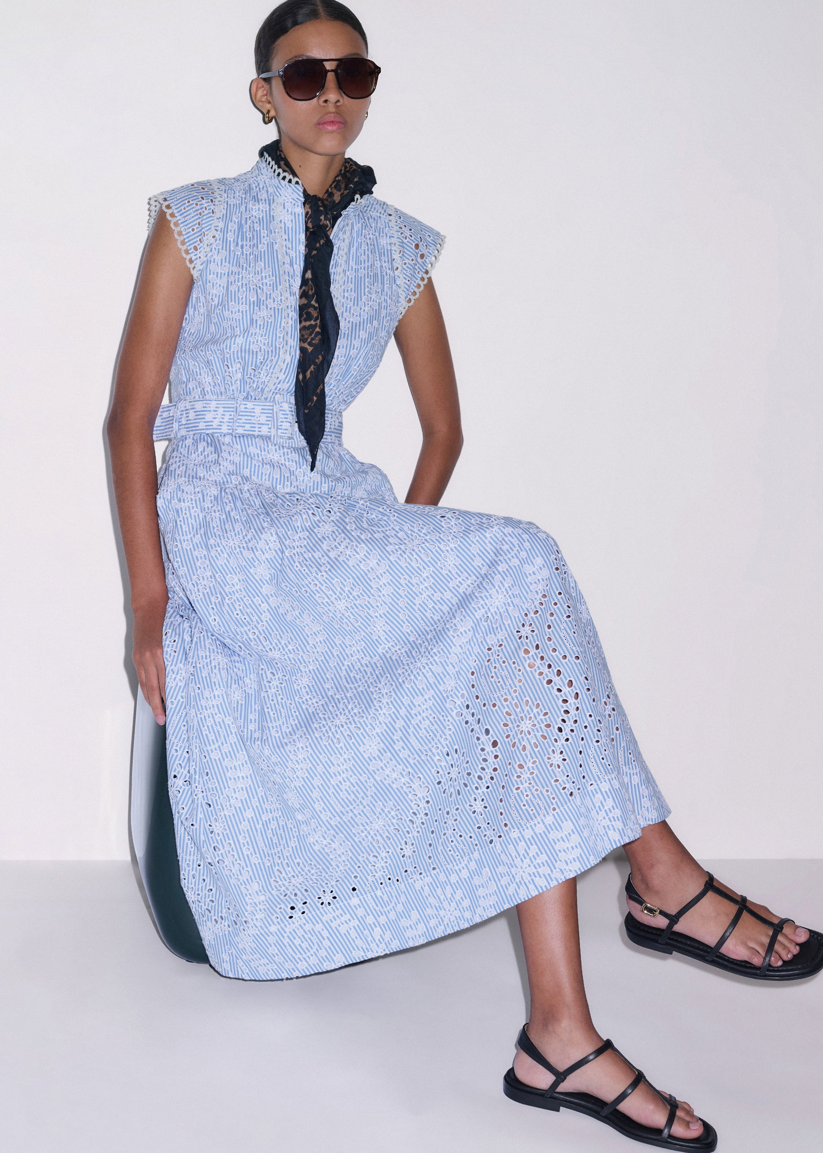 ME+EM Broderie Anglaise Fit And Flare Maxi Dress + Belt