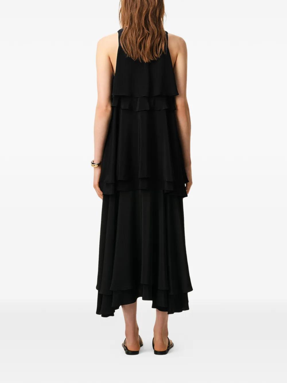 Paris Ruffle Dress Ami Paris Ruffled Sleeveless Midi Dress - Black | endource