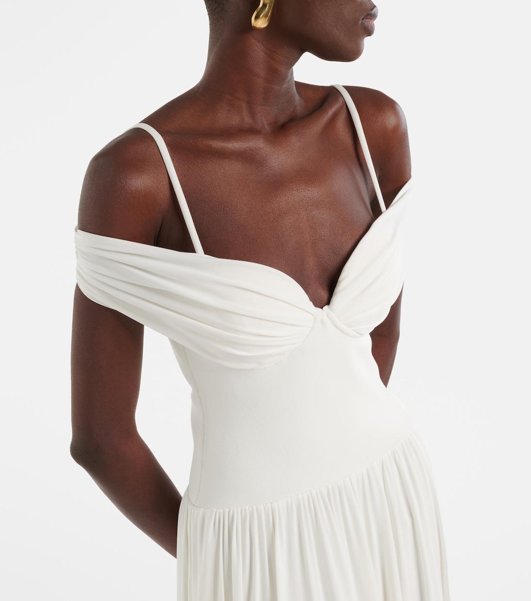 simkhai amarantha off-the-shoulder stretch-jersey maxi dress Simkhai, Amarantha off-shoulder draped jersey maxi dress, Women, Black, XS, Dresses, Materialmix