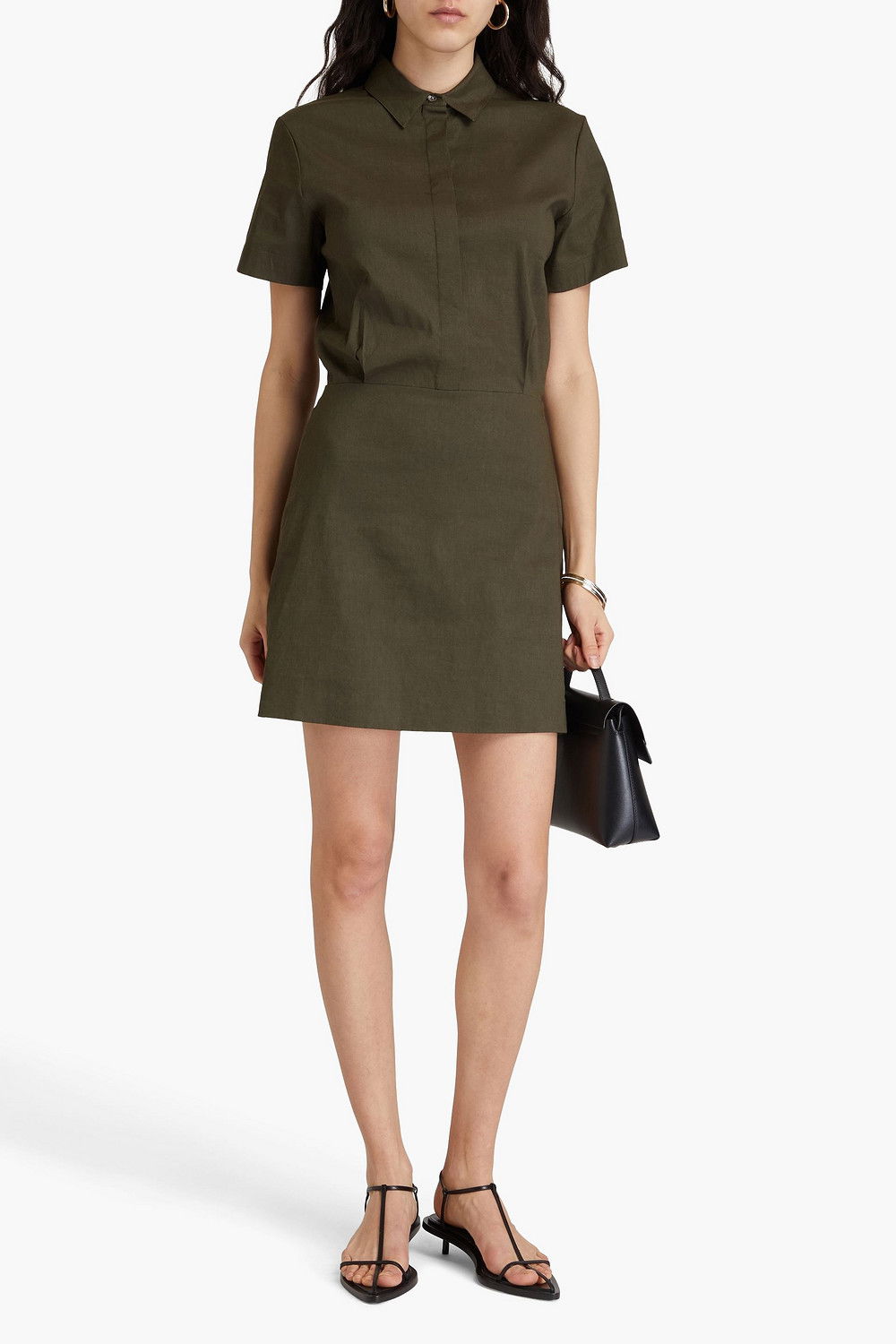 THEORY Linen-blend Mini Shirt Dress | endource