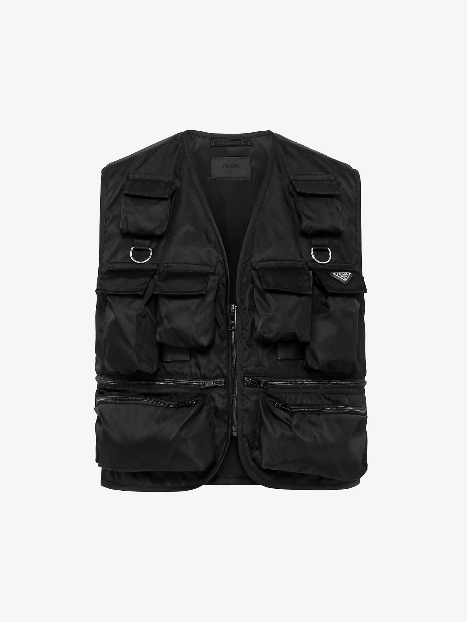 PRADA Logo-Print Quilted-Pattern Re-Nylon Vest | endource