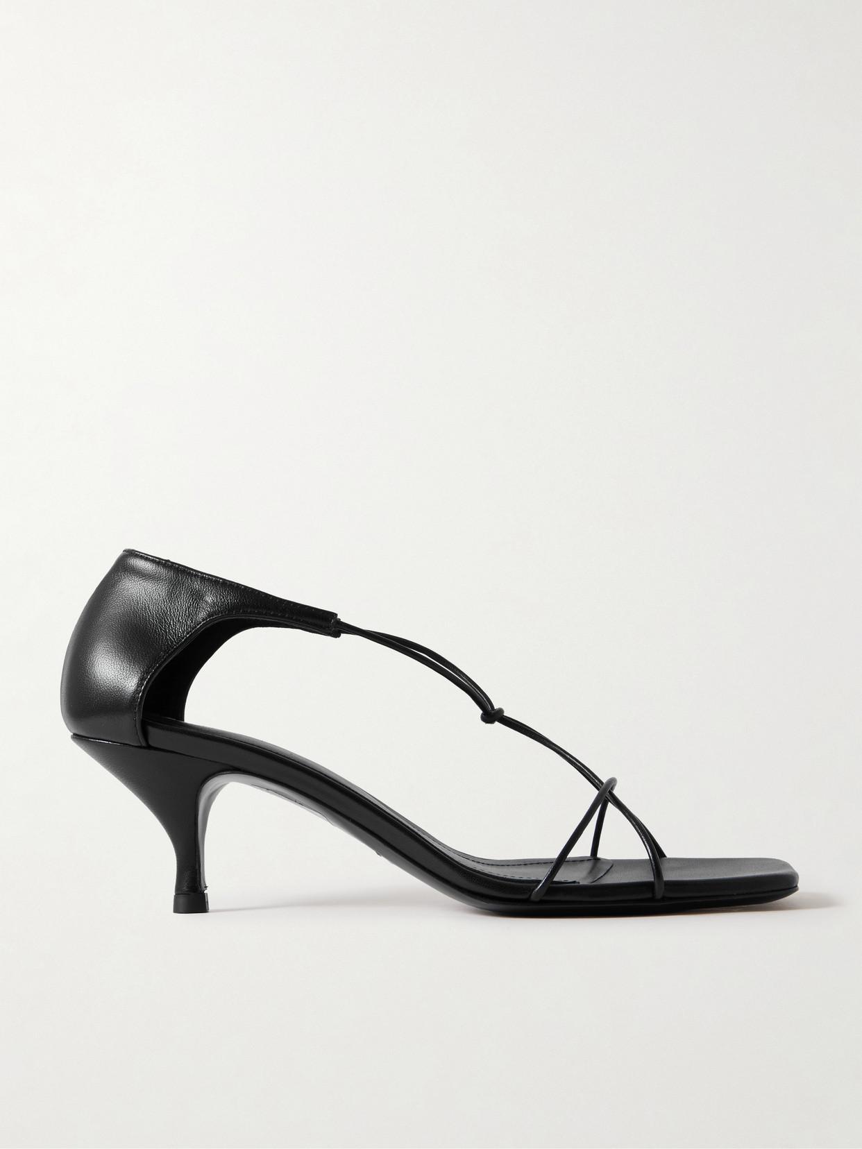 TOTÊME Knot Leather Sandals in Black | Endource