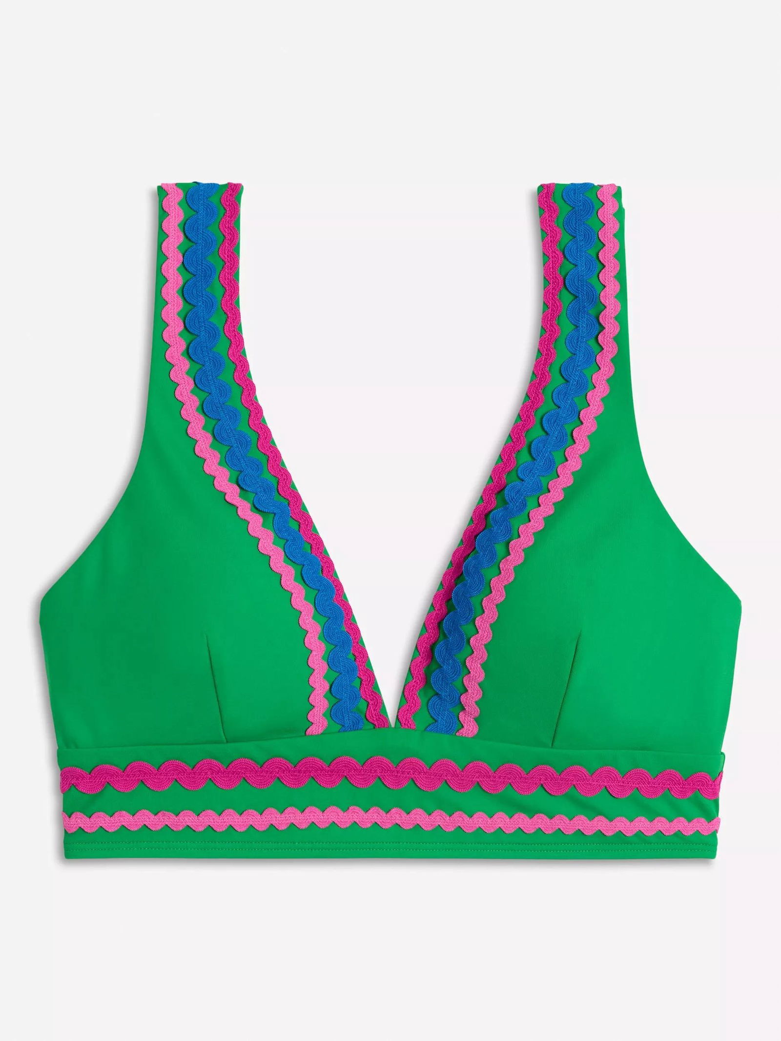 BODEN Porto Ric Rac Trim Bikini Top, Bright Green/Multi | endource