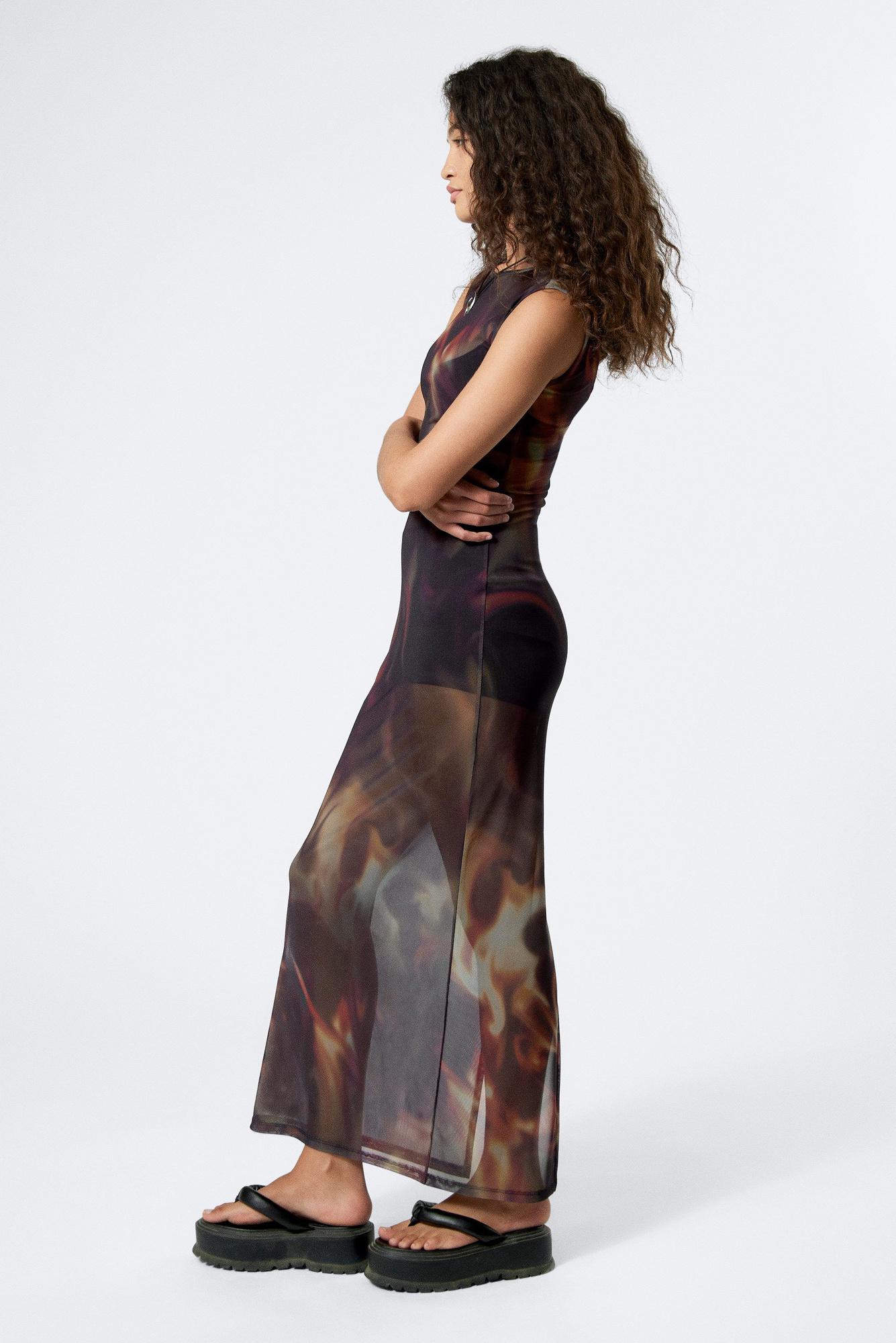 weekday mesh dress Weekday Inez boat neck mesh maxi dress in burnout print
