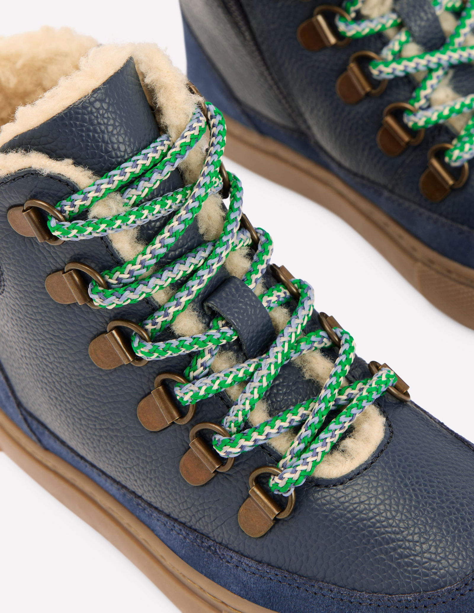 BODEN Borg Lace-up Boots-College Navy | endource