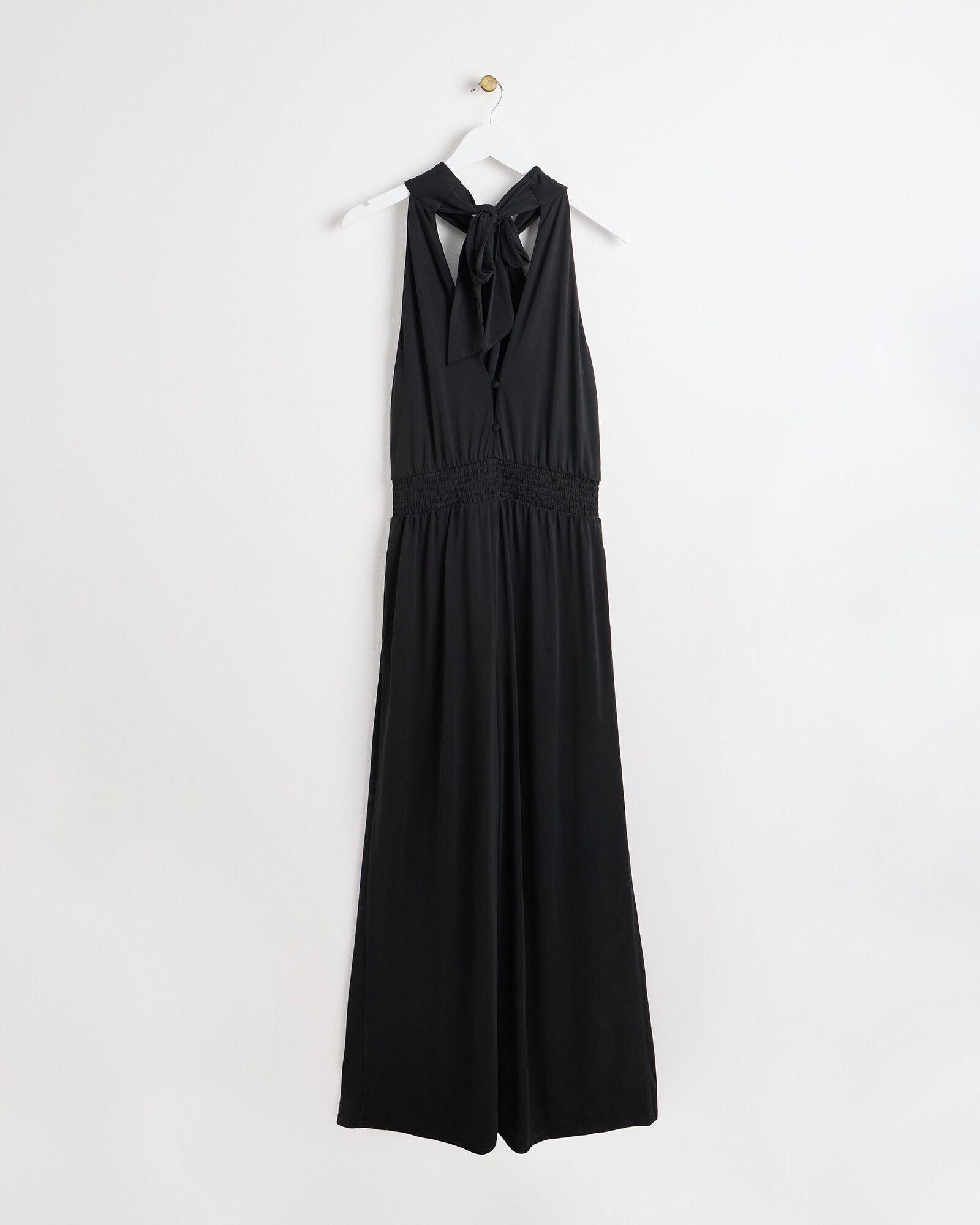 Oliver Bonas black corduroy dungarees jumpsuit trousers small UK 10 vgc