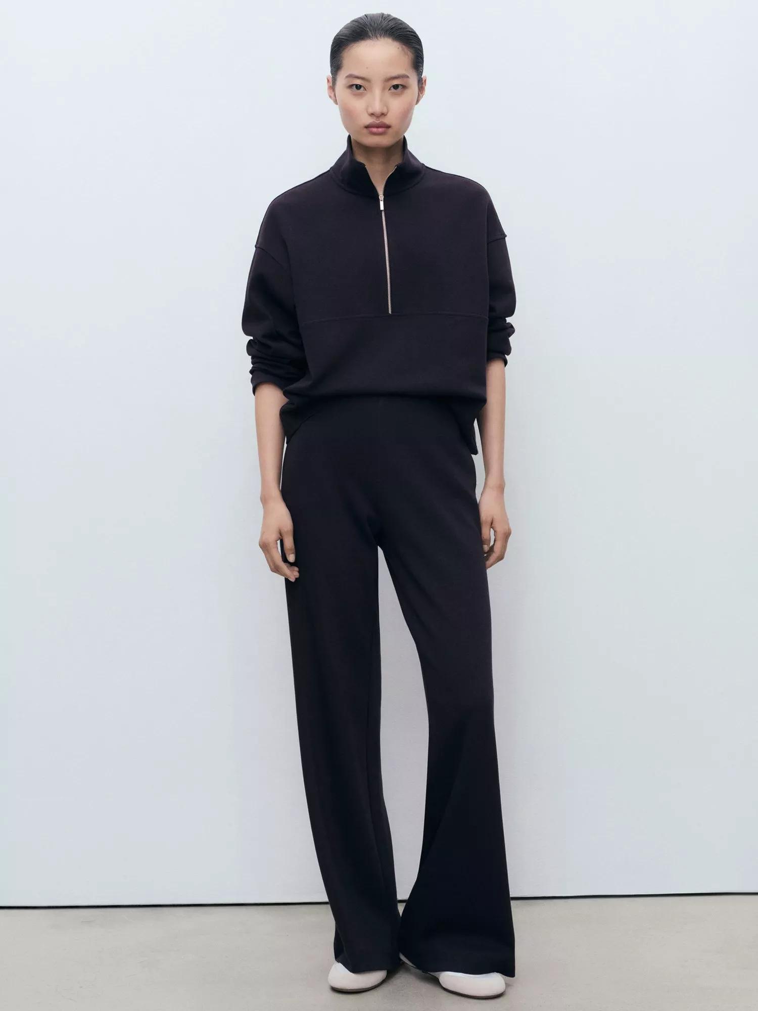 MANGO Picol Zip Neck Jumper, Navy | endource