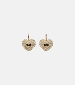 Diamond-studded Valentino heart-shaped drop earrings