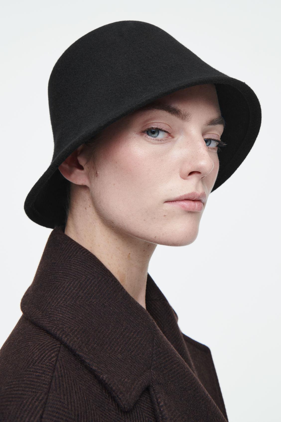 Cos Felted Wool Bucket Black Hat FELTED-WOOL BUCKET HAT - BLACK | COS US main image 2