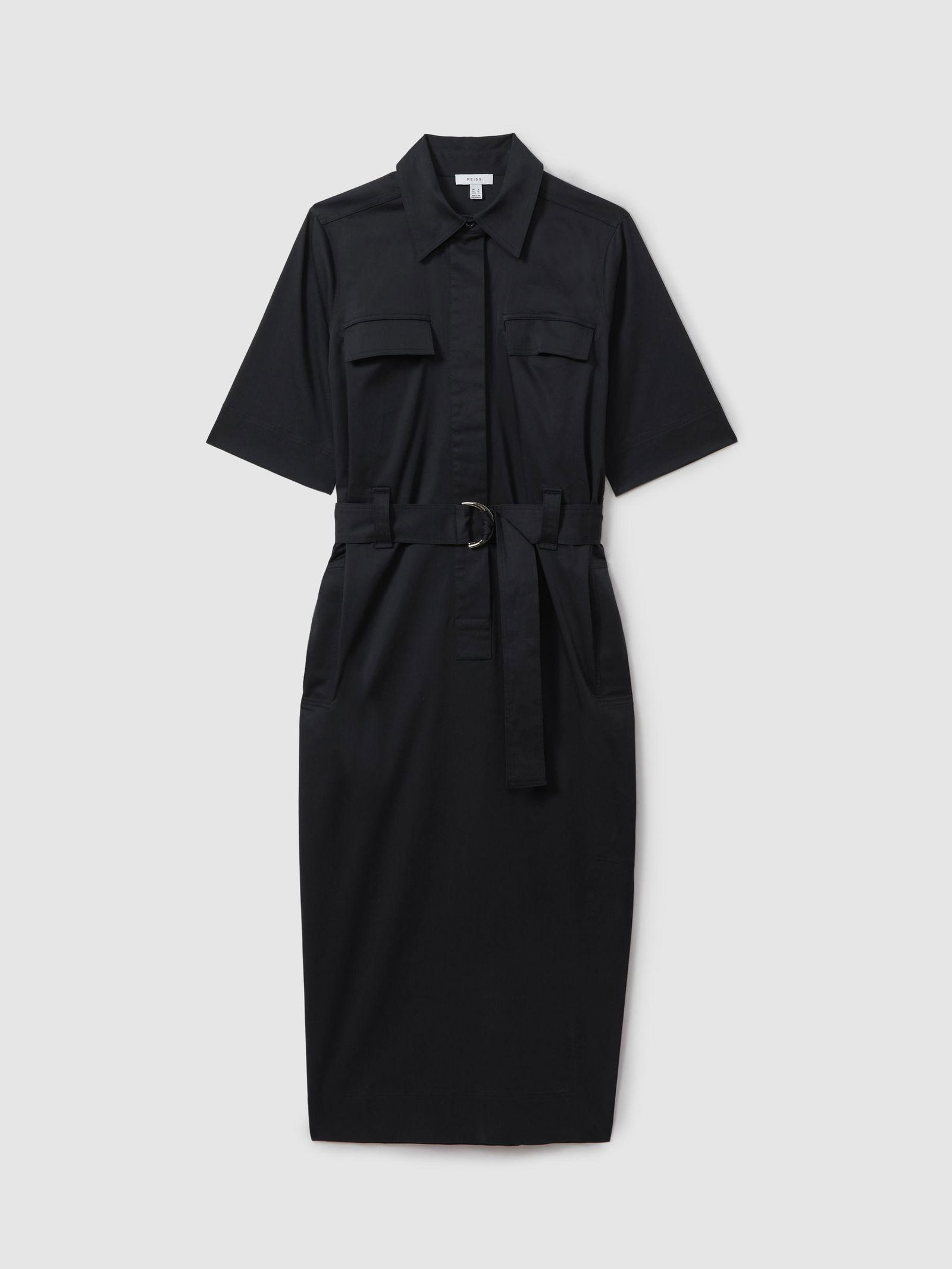 aimie cotton blend utility belted midi dress in stone Reiss Aimie Cotton-Blend Belted Midi Dress In Stone - 81% Off