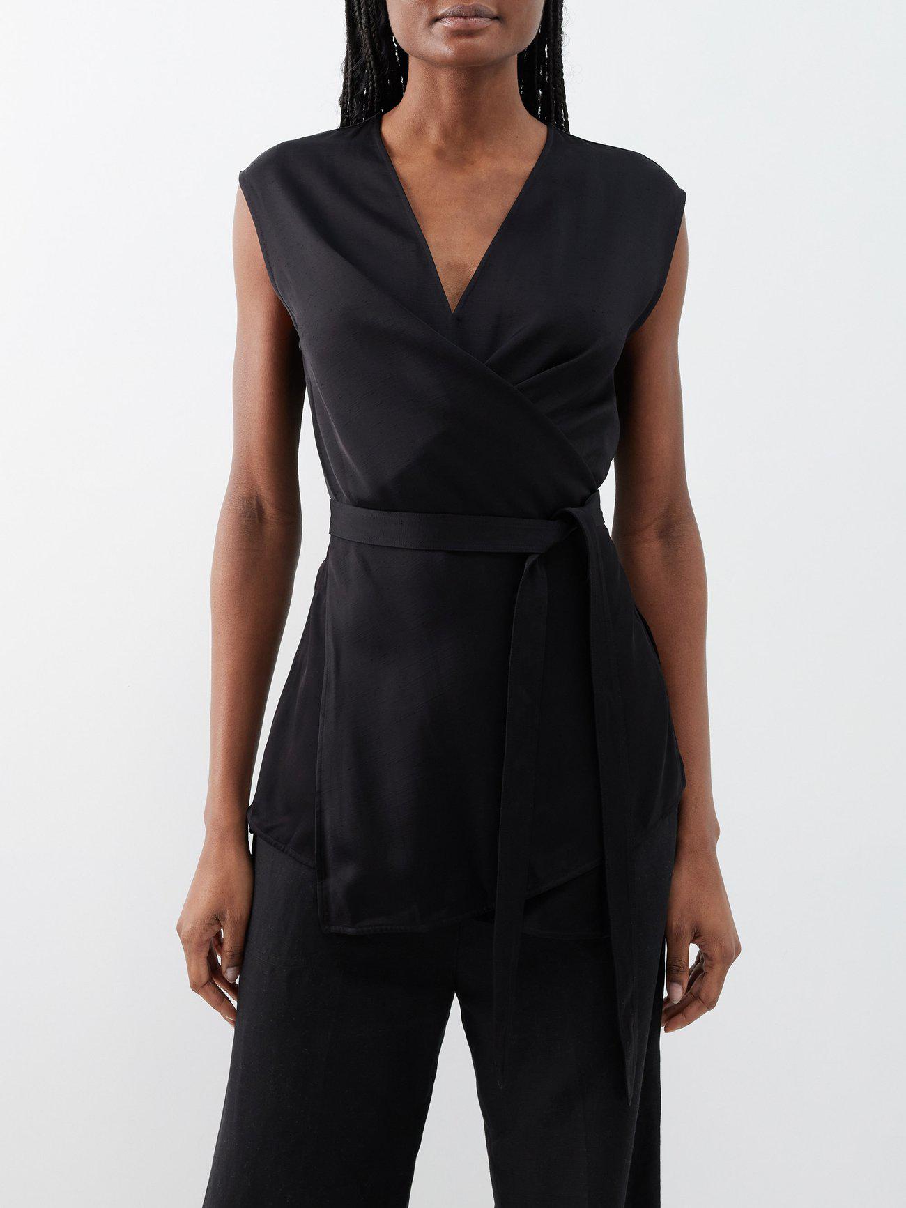 TOTÊME WrapAround VNeck Top in Black Endource