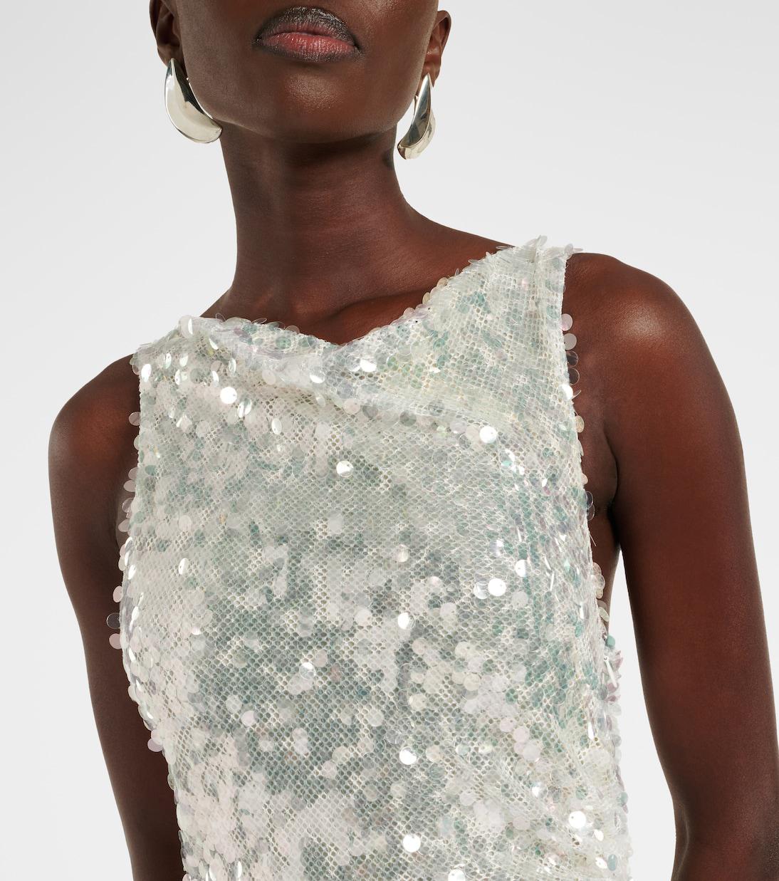 christopher esber cotton blend lace trimmed sequined mesh mini dress CHRISTOPHER ESBER Cotton-blend lace-trimmed sequined mesh mini dress -  24043306