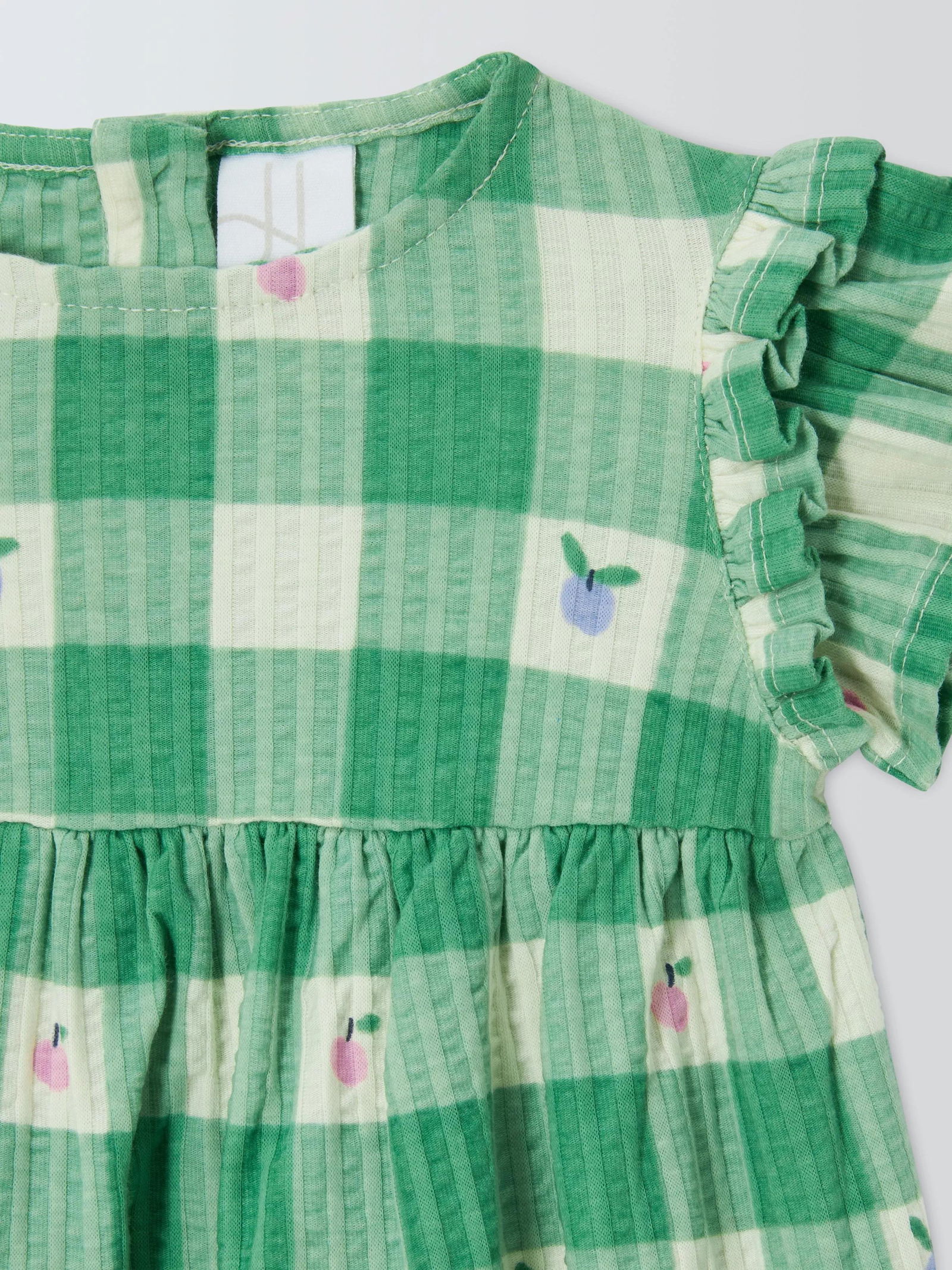 JOHN LEWIS Baby Apple Gingham Seersucker Dress, Green | endource