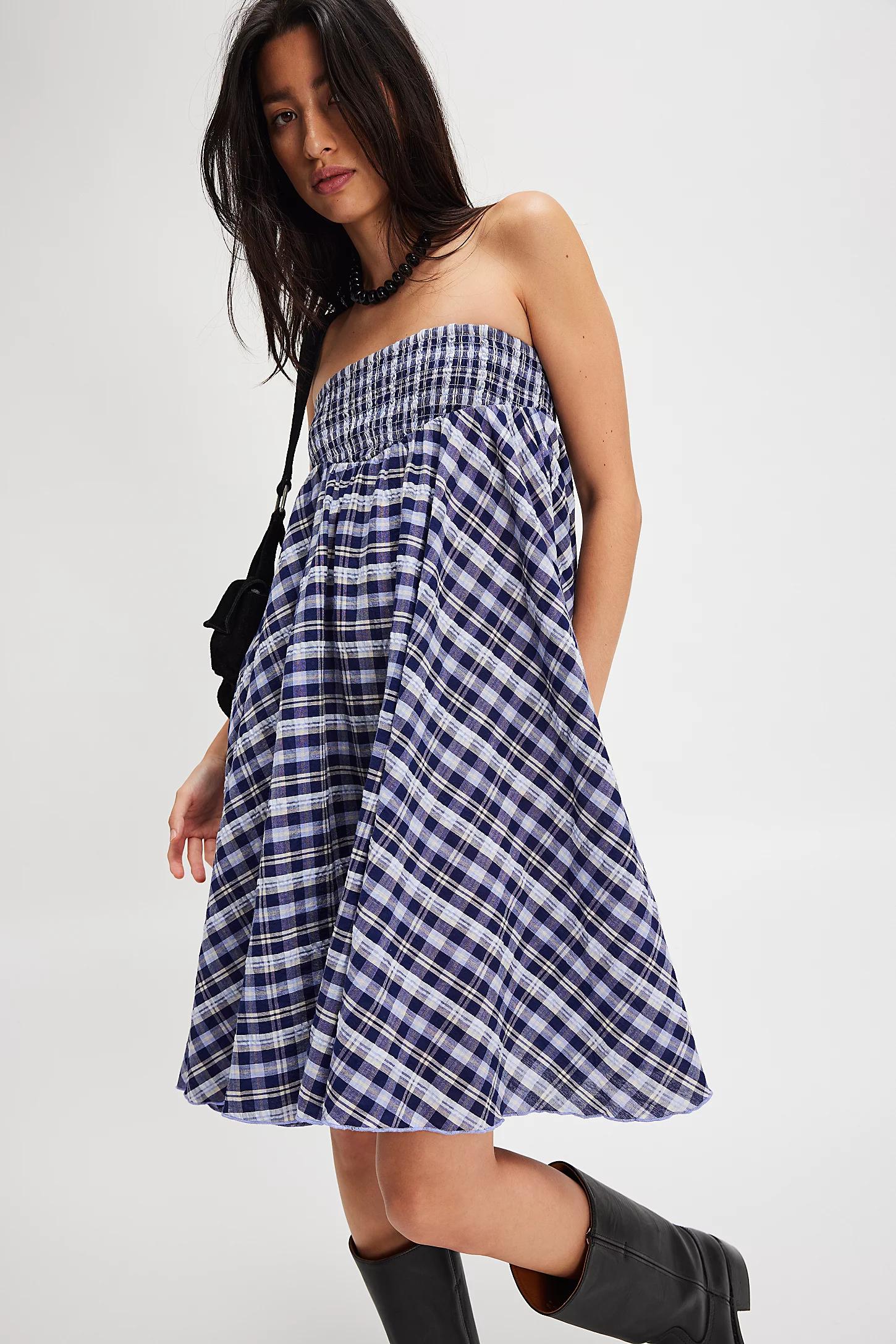 free people blue plaid dress Free People Lucinda Midi Dress