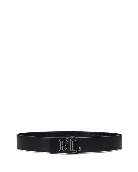 Ralph Lauren Wide Black Alligator Leather Belt with Rounded Buckle (made in USA) Men main image 3