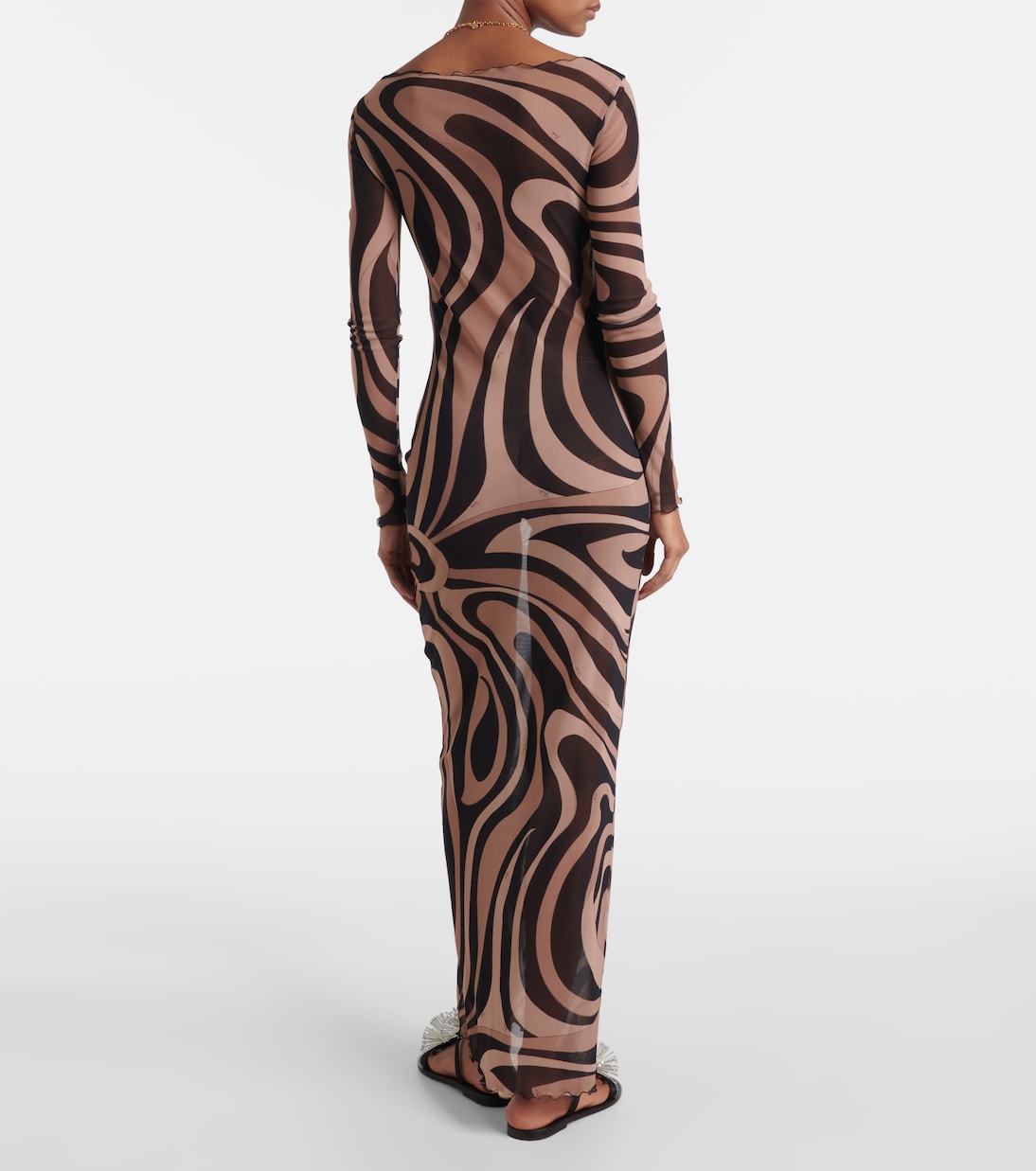 pucci mesh dress geometric-print Gown | Blue F/W 2012 Mesh Cut-Out Gown