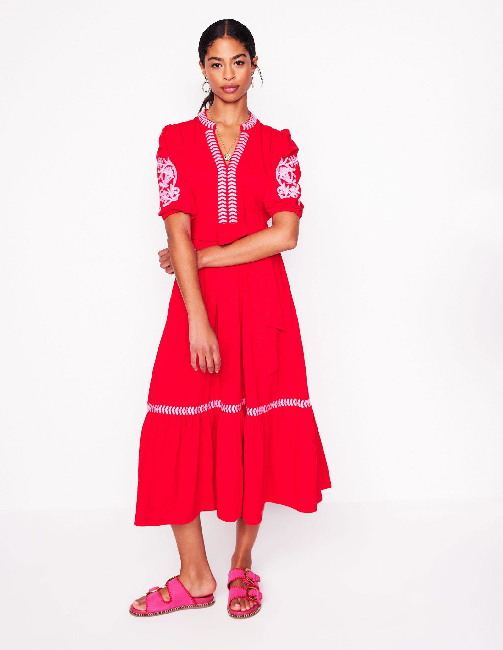boden embroidered jersey dress Boden Women's Embroidered Jersey Shirt Dress in Green