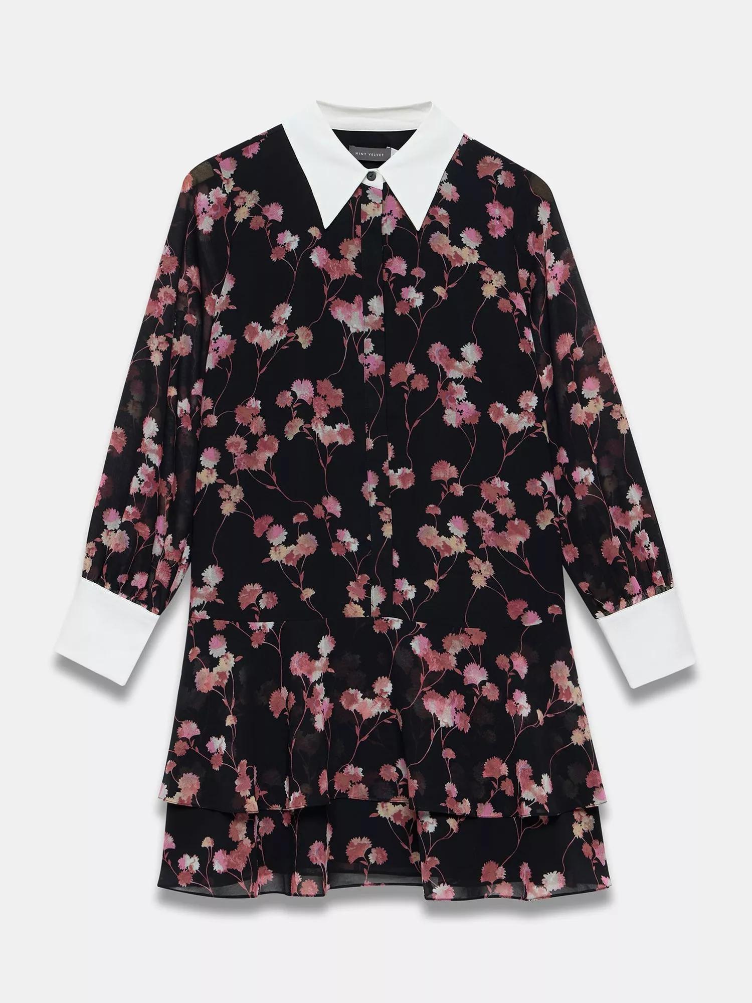 Flaxen Velvet Button Front Shirt Mini Dress