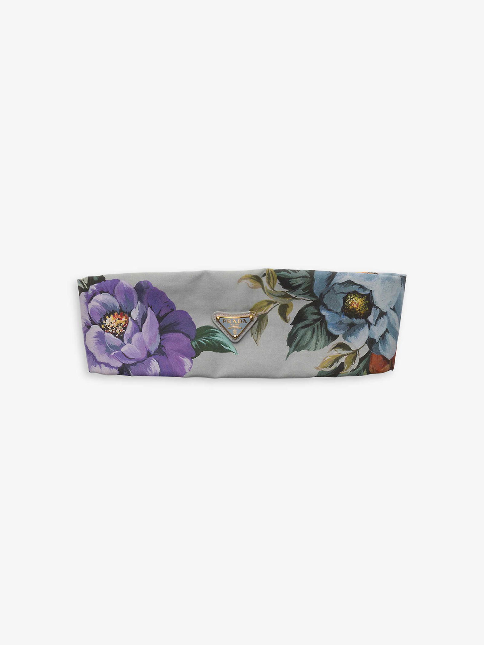 PRADA Triangle-Logo Floral-Motif Fabric Headband NWOT Prada Triangle Logo Padded Re-Nylon Headband | Neiman Marcus main image 2