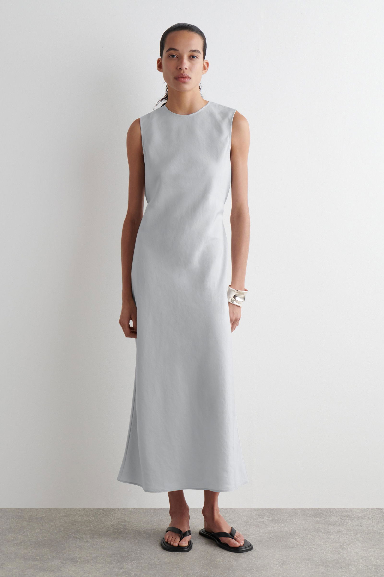 cos bias cut linen blend midi dress COS Bias-Cut Linen-Blend Midi Dress