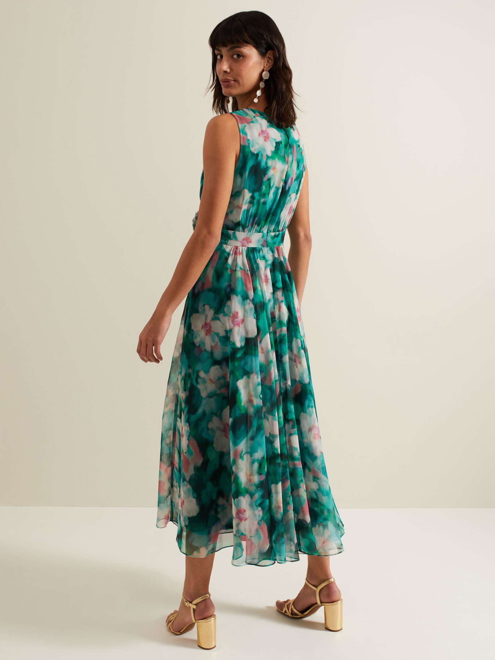 phase eight chiffon dress Kindra Teal Chiffon Pleated Midi Dress