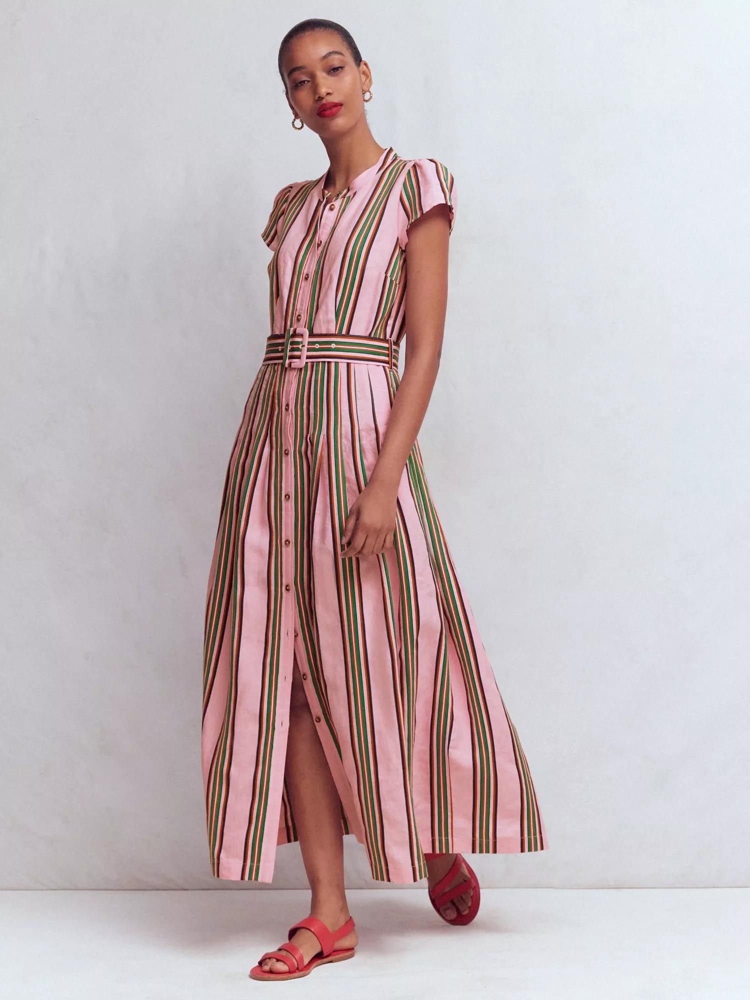 boden green and pink dress Peter Pan Collar Jersey Dress-Cosmos Pink Strawberry Patch