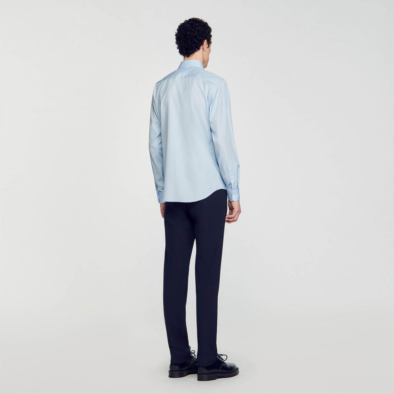 Sandro light blue shirt, back view