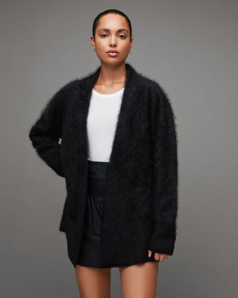 ALLSAINTS Tessa Brushed Cashmere Cardigan in Black | endource