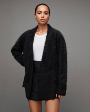 ALLSAINTS Tessa Brushed Cashmere Cardigan in Black