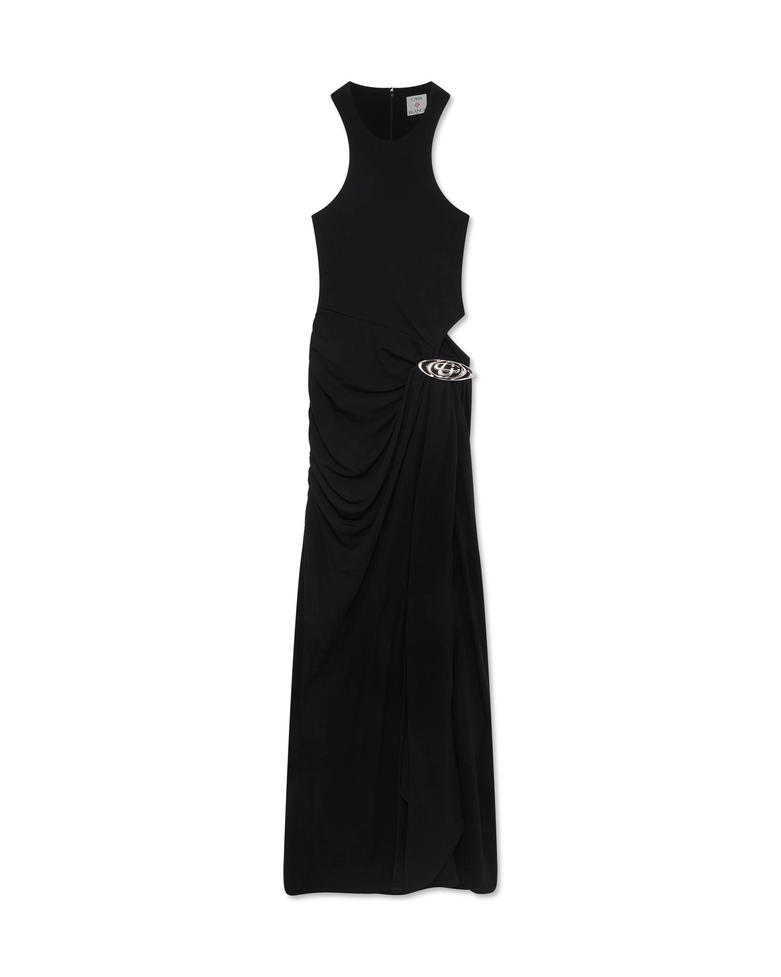 Casablanca Paris Black Draped Maxi Dress | endource