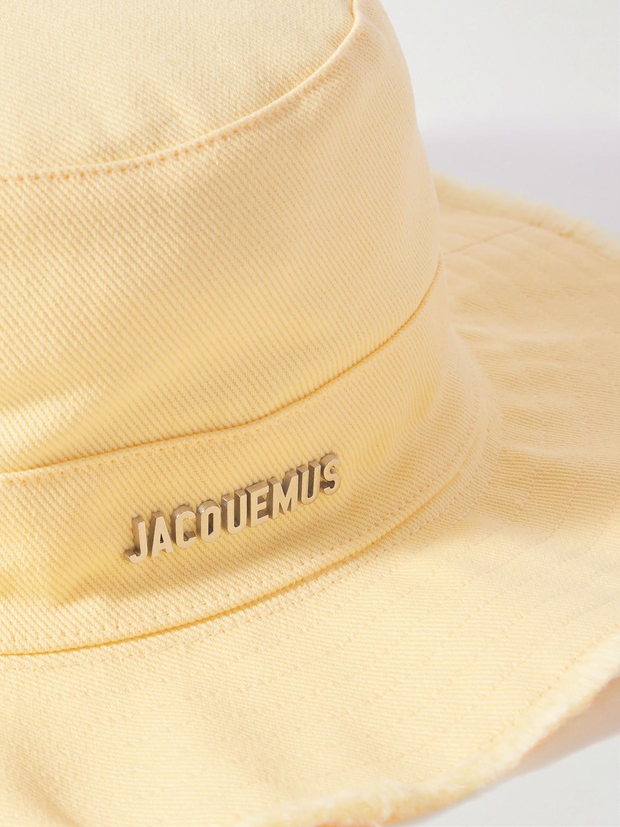 Jacquemus\' Embellished Frayed Cotton-Twill Bucket Hat JACQUEMUS Le Bob Gadjo embellished cotton-canvas bucket hat  main image 4