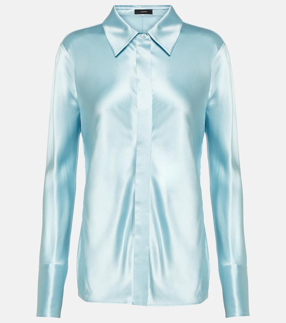 JOSEPH Brunel Silk Satin Shirt in Blue | Endource