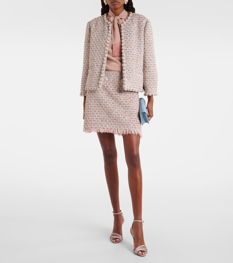 Valentino pink tweed jacket and skirt ensemble