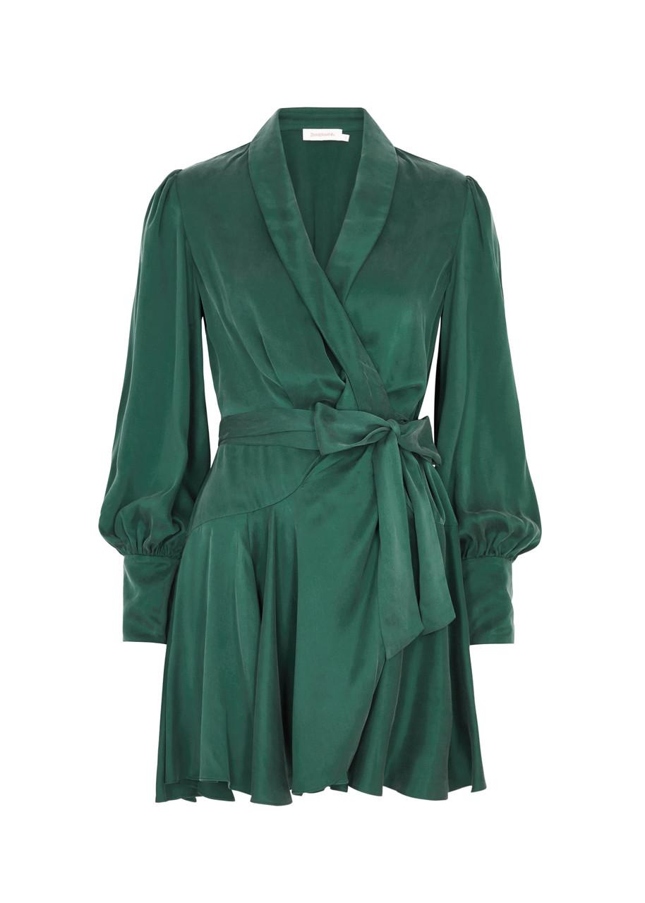 I’m Gonna Be Silk Satin Mini Wrap Dress - Poppy