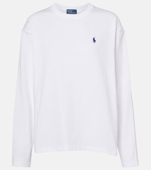 White long-sleeve polo shirt with the Ralph Lauren pony logo.