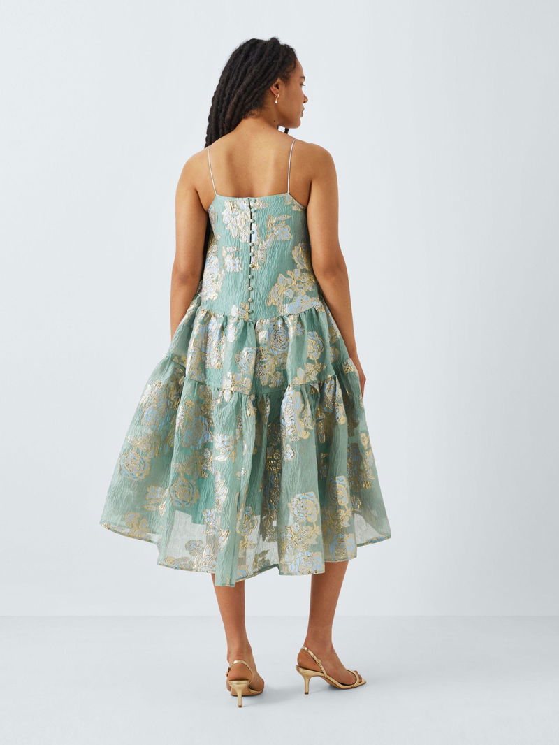 SISTER JANE Grape Floral Jacquard Cami Dress in Blue | endource