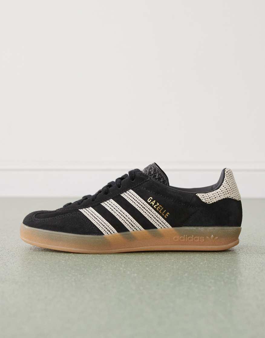 ADIDAS ORIGINALS Gazelle Indoor Crochet Trainers In Black And Cream |  endource