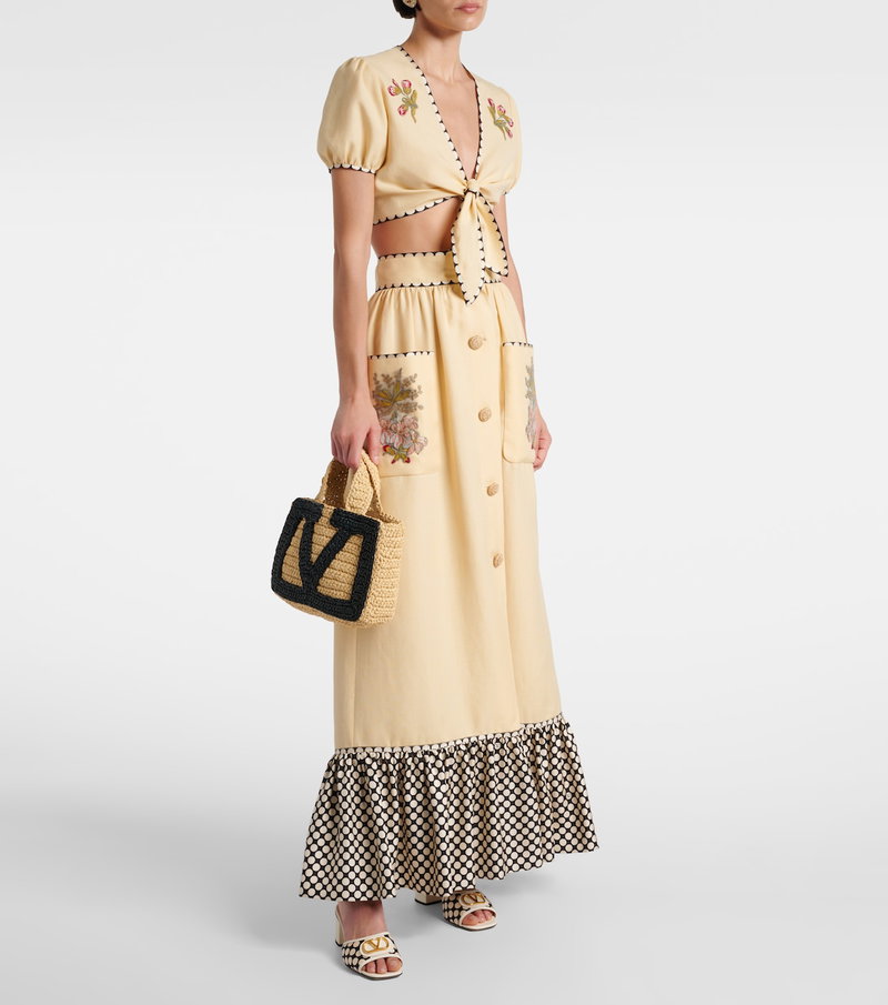 Valentino embroidered crop top and midi skirt set