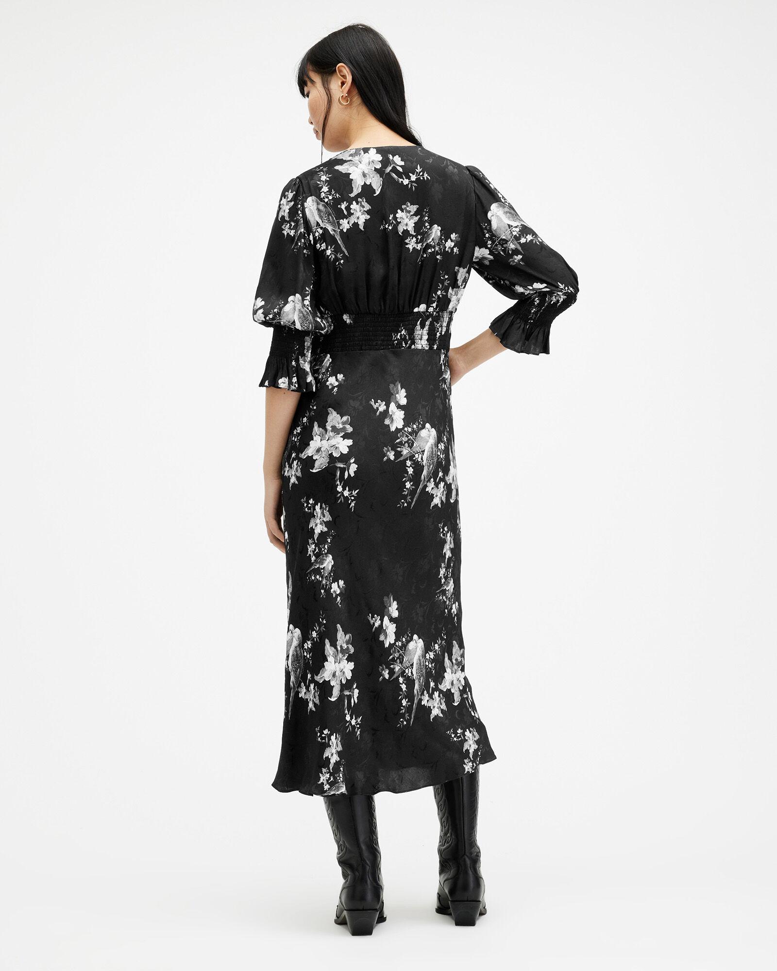 ALLSAINTS Hannah Iona Jacquard V-Neck Midi Dress | endource