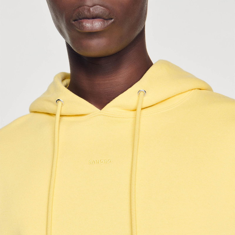 Yellow SANDRO hoodie with drawstring detail