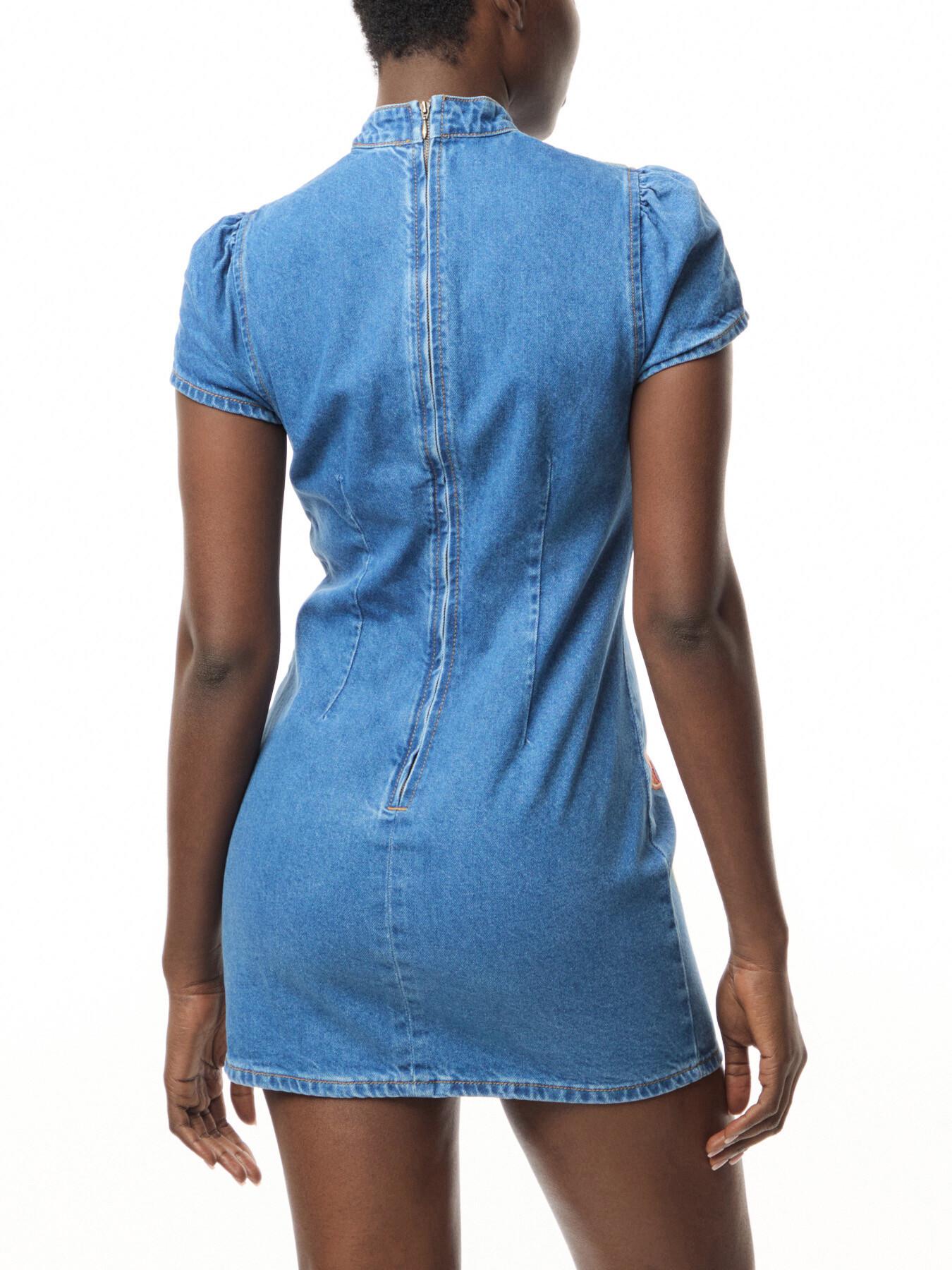60% off KITRI Harlow Embroidered Denim Mini Dress